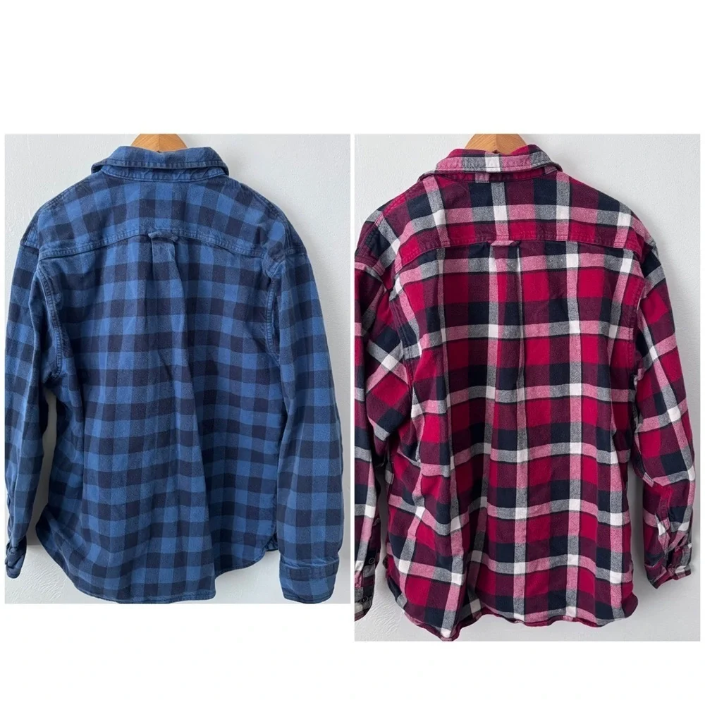 Jachs mens bundle of two XL button down flannels blue and red